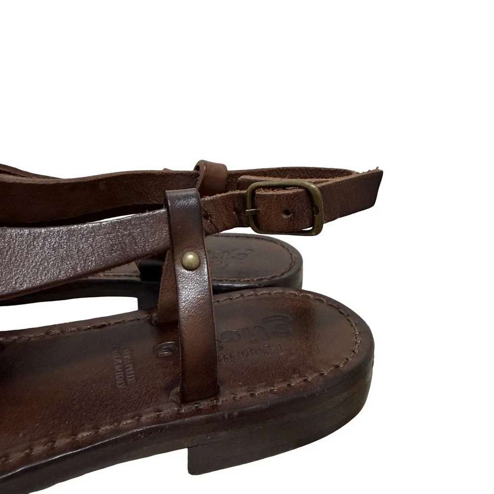 Elisir's Leather Fisherman Sandals Womens EU 39 US 8-8.5 Brown Made in Italy EUC
